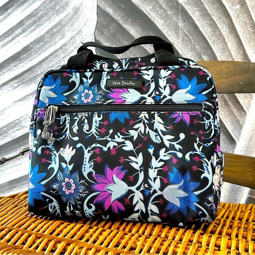 Vera Bradley Lunch Bag Tote Insulated Two Handles Blue Pink Floral Print Cute